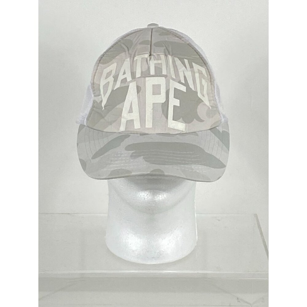 BAPE A Bathing Ape Camouflage Trucker Mesh Snapback White Hat Made in Japan F251